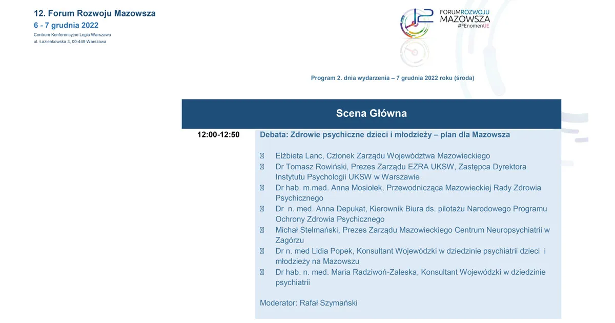 Prowadzenie panelu podczas Forum Rozwoju Mazowsza