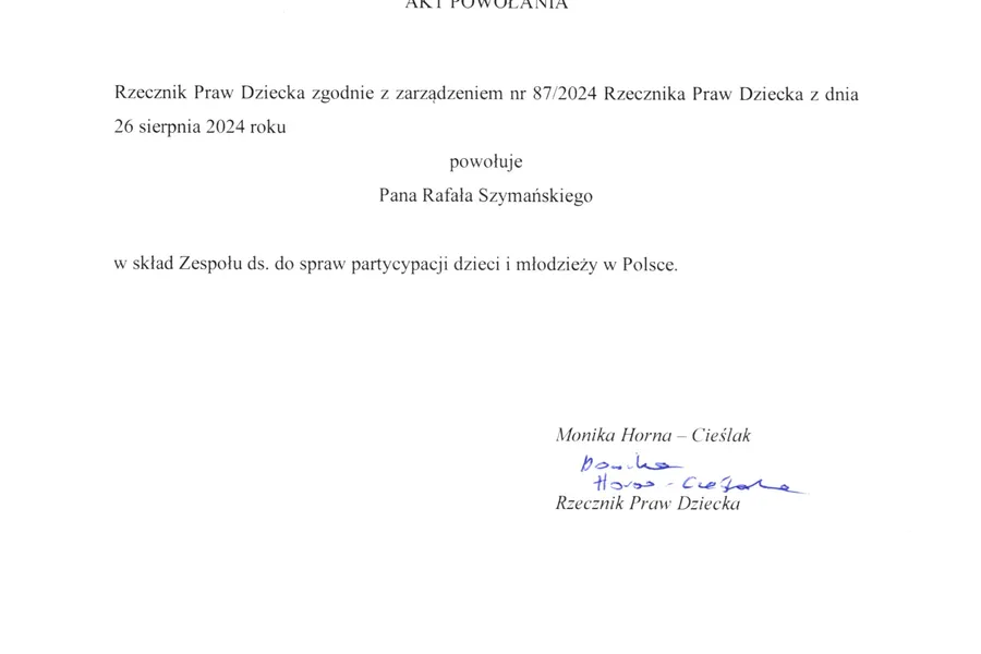 Powołanie do zespołu partcypacyjnego