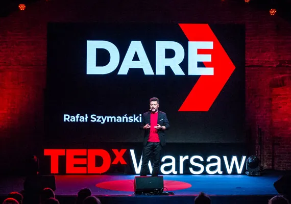 Rafał Szymański on the TEDxWarsaw stage